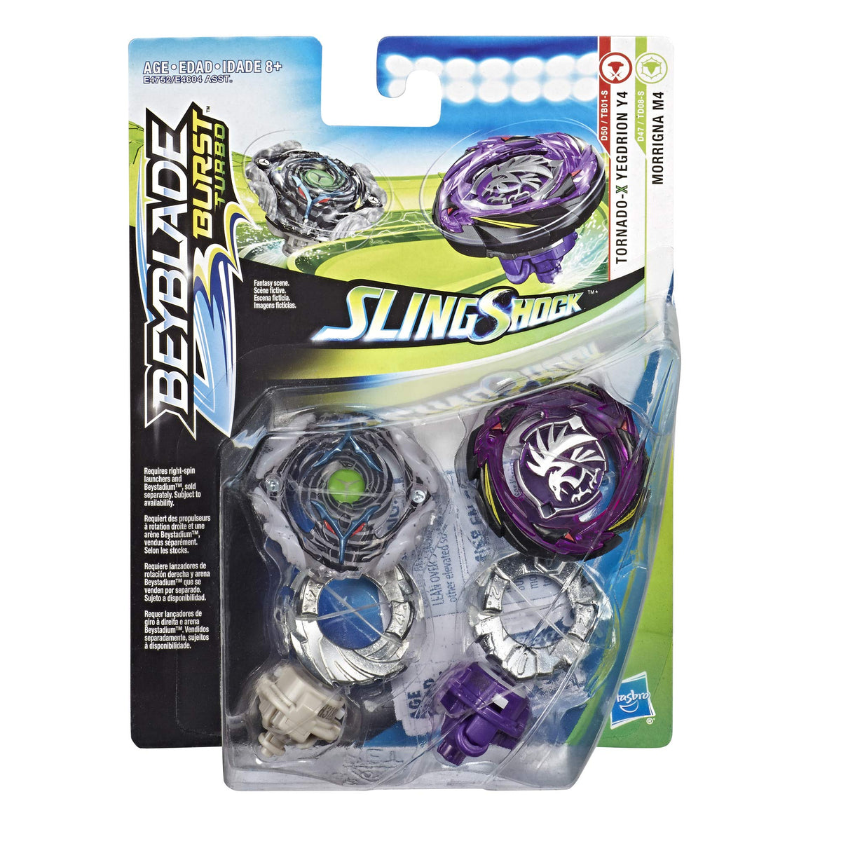 Beyblade Burst Turbo Slingshock Dual Pack Morrigna M4 & Tornado-X Yegdrion Y4-2 Right-Spin Battling Tops, Age 8+