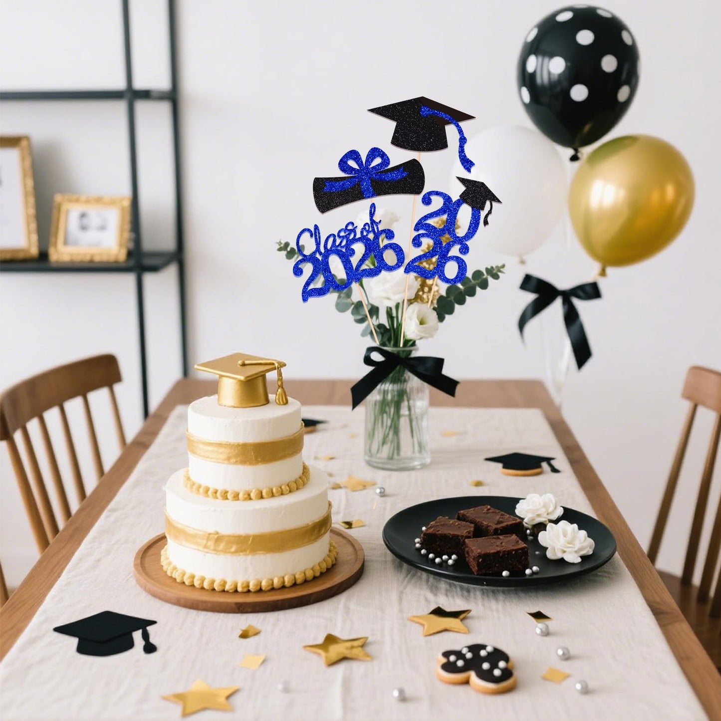 Graduation Decorations Centerpieces for table 2026, Double-sided Class of 2026 Cake Topper picks for Graduation Party Decoration Party favors(16 PCS