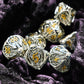 Metal DND Dice Set Skull Dungeons and Dragon Dice Set Hollow Polyhedral Magic 7 PCS Dice Set with Gift Metal Box for Dungeons and Dragons Table Games