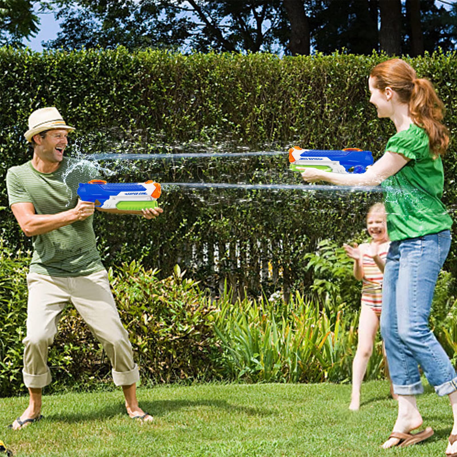 Water Guns for Kids - Summer Soaker Squirt Guns, 400CC/40ft for 3 Years Old and up Boys Girls Adults - 2 Pack Outdoor Toy for Swimming Pool Yard Lawn