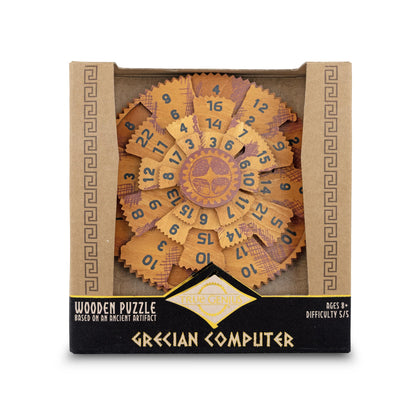 Project Genius Grecian Computer Mechanical Math Puzzle, Wooden Brainteaser Gift for History Buffs and Smart Kids, Teens, and Adults - True Genius