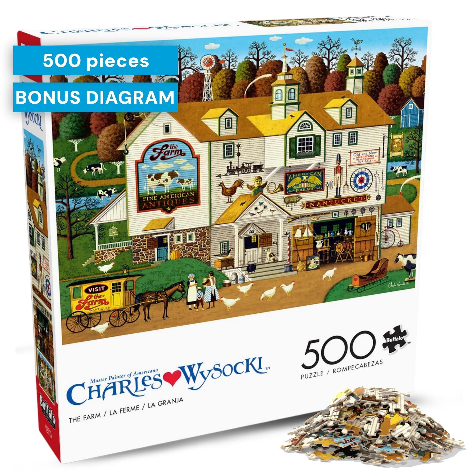Buffalo Games - Charles Wysocki The Farm - 500 Piece Puzzle for Adults