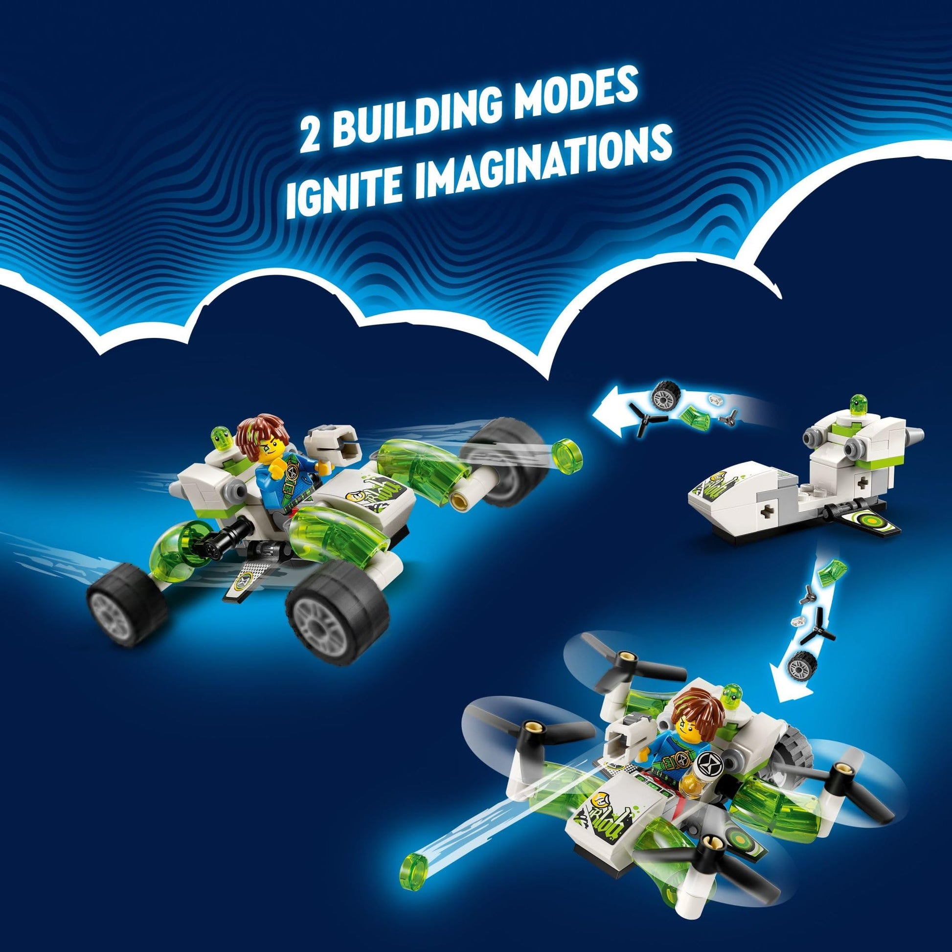 LEGO DREAMZzz Mateo’s Off-Road Car Toy, Kids can Build a Dune Buggy Toy or Quadcopter, Includes Mateo Action Figure and Other Characters from The TV