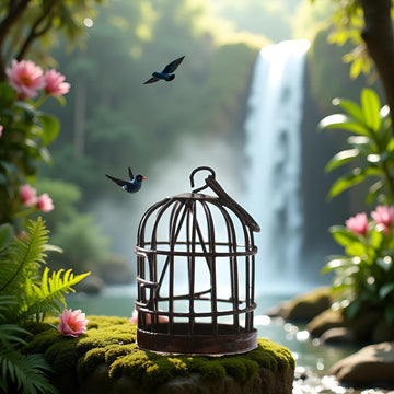 Miniature Birdcage Ornament Model Home Desktop Decor, Miniature Furniture and Accessories