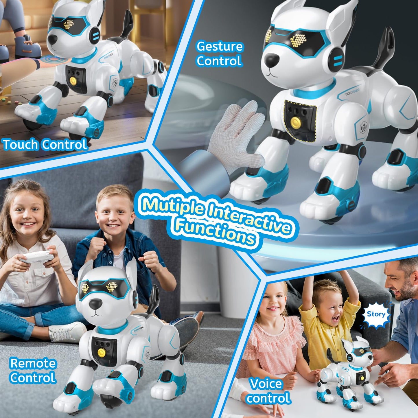 PeachLeaf Smart Robots Dog Toy for Kids, Programmable Interactive RC Robotic Pets with Voice Control and Touch Sensory, Imitates Animals Music