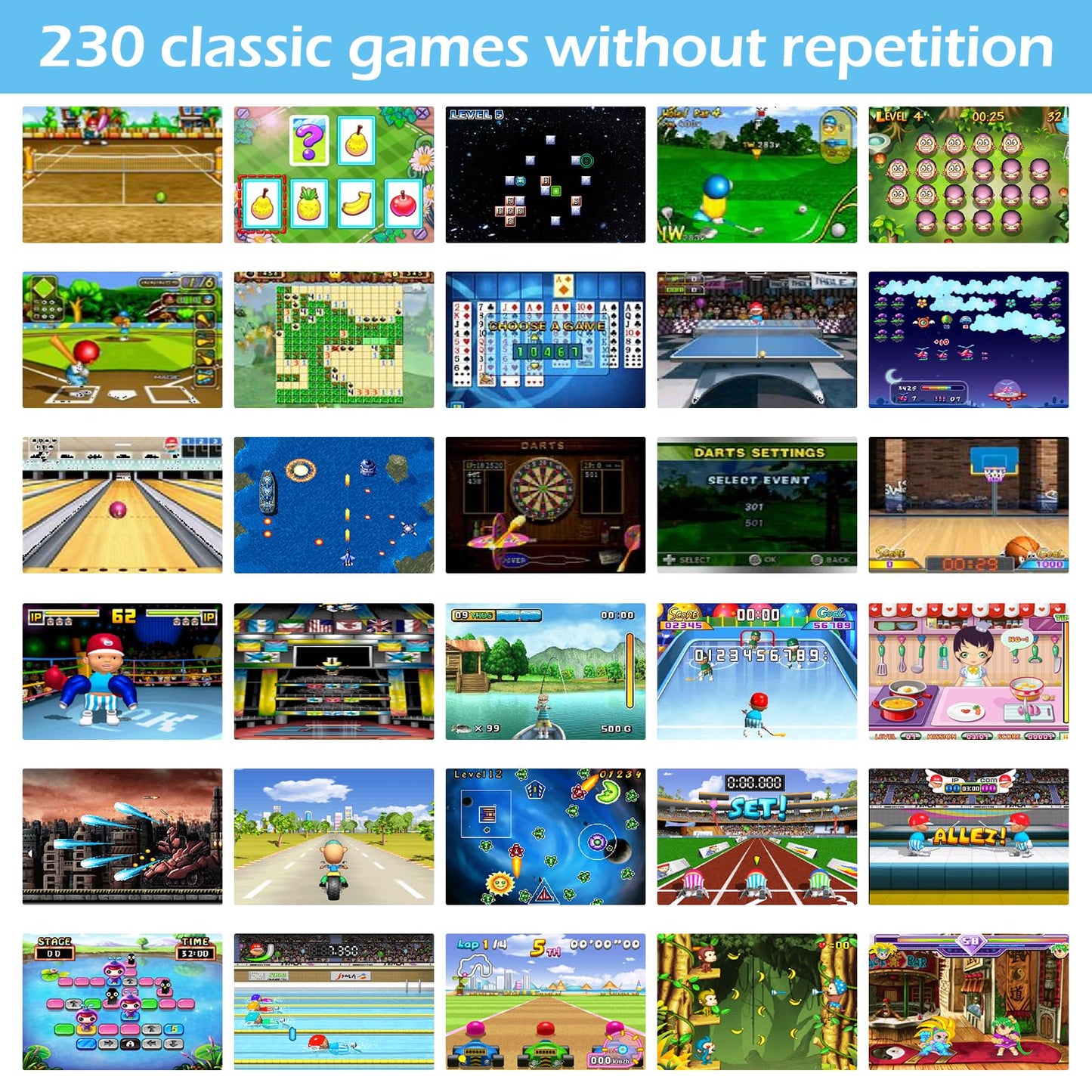 TaddToy 16 Bit Handheld Game for Kids Adults, 3.0'' Large Screen Preloaded 230 HD Classic Retro Video Games with USB Rechargeable Battery & 3 Game