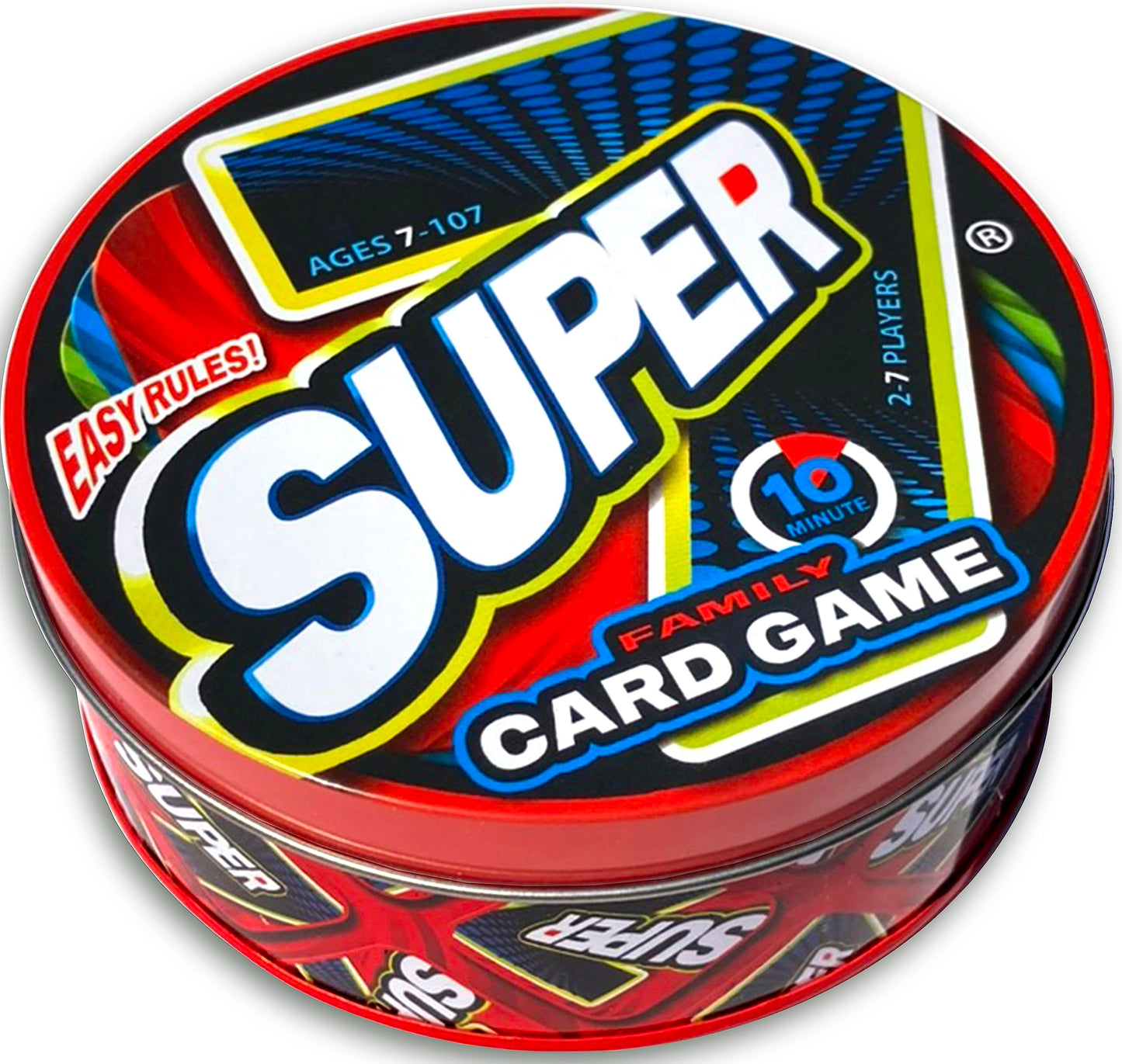 Craig Clark Inc. Super 7 Family Card Game Collectible Tin - for Kids and Adults, Family Game Night, Fast Games, Easy to Learn, 2-7 Players, Ages 7