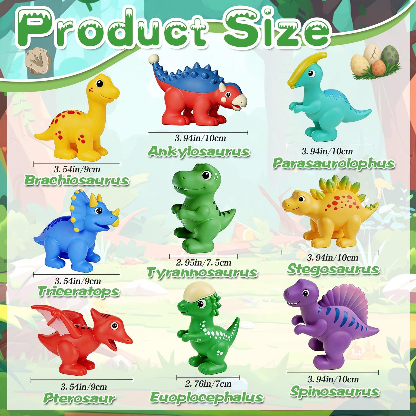 9PCS Dinosaur Bath Toys for Kids, Soft Mold Free Bath Toys