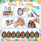 HABDJILTY 32PCS Easter Egg Crafts Kit,Paper Egg Suncatchers,Easter Tissue Paper Suncatcher Bulk Stained Glass Effect,Easter DIY Kits for Holidays