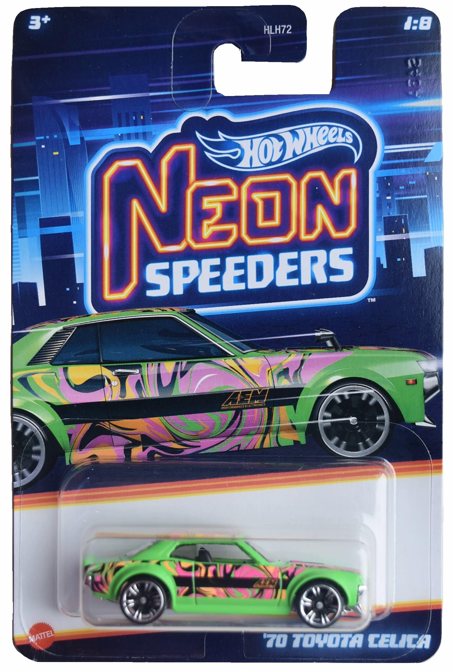 Mattel Hot Wheels '70 Toyota Celica, Neon Speeders 1/8
