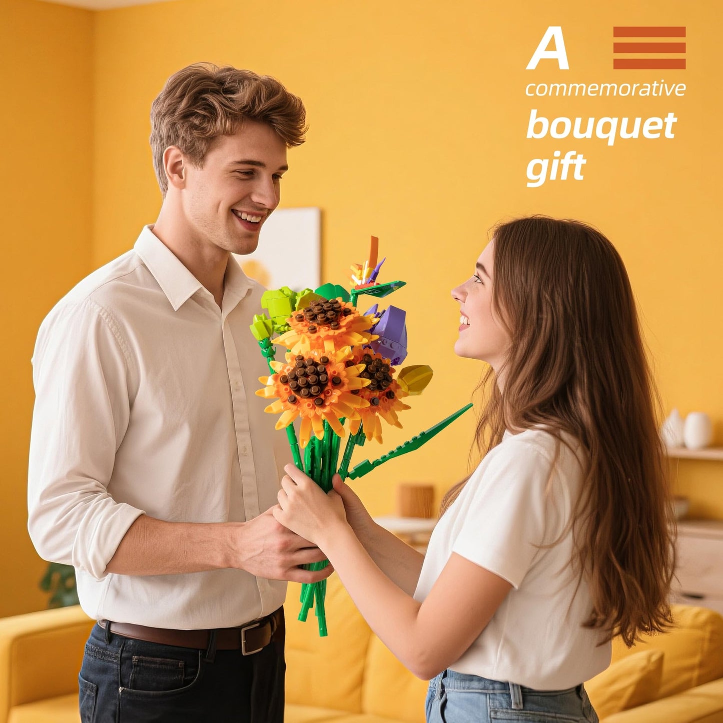 Sawaruita Flowers Sunflower Bouquet Building Set - Botanical Collection Artificial Plant Building Blocks Art Gifts for Adults Women Gilrs
