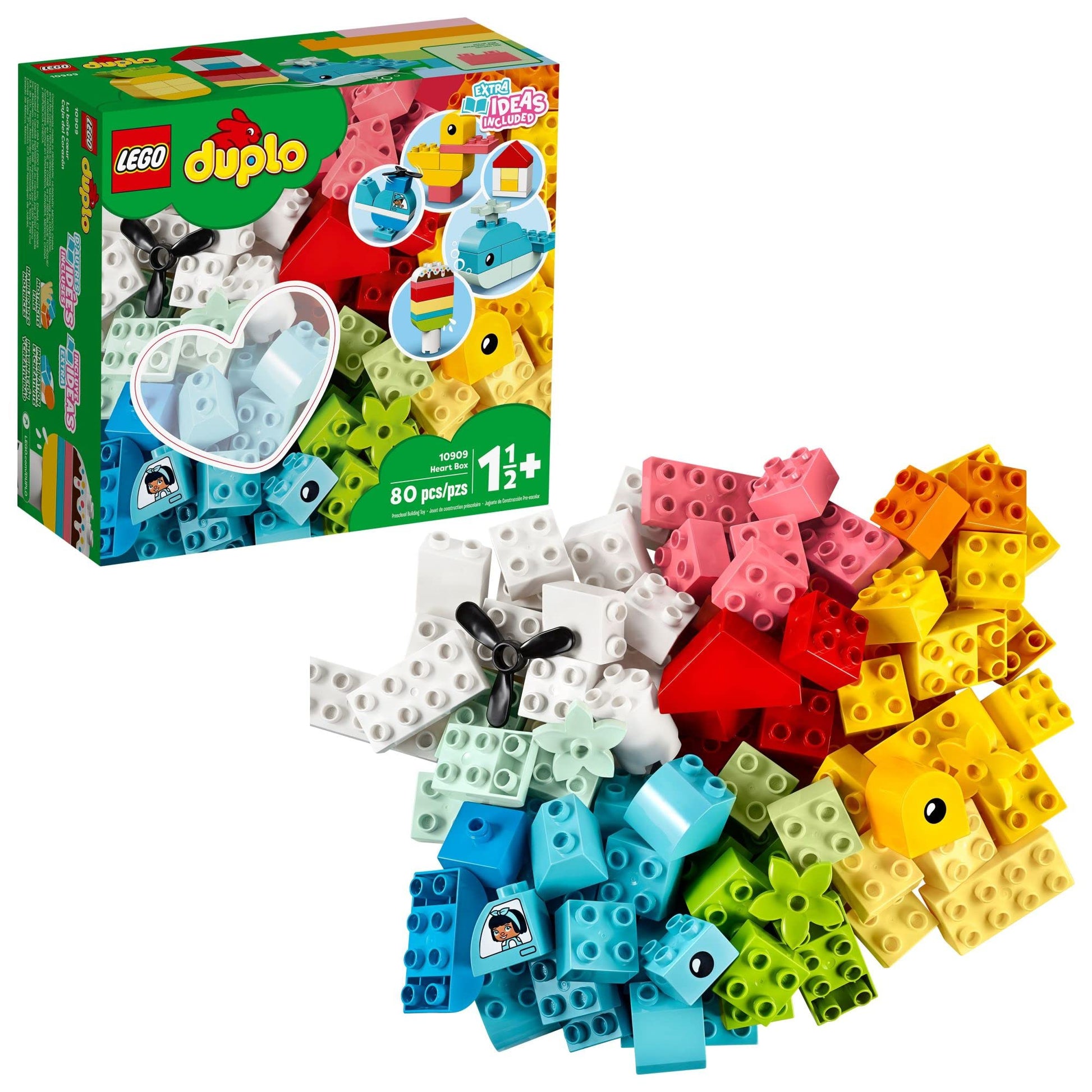 LEGO DUPLO Classic Heart Box 10909, First Bricks Building Toy, Educational Activity and Development Set, Early Learning Toys for Toddlers 1.5-3 Years