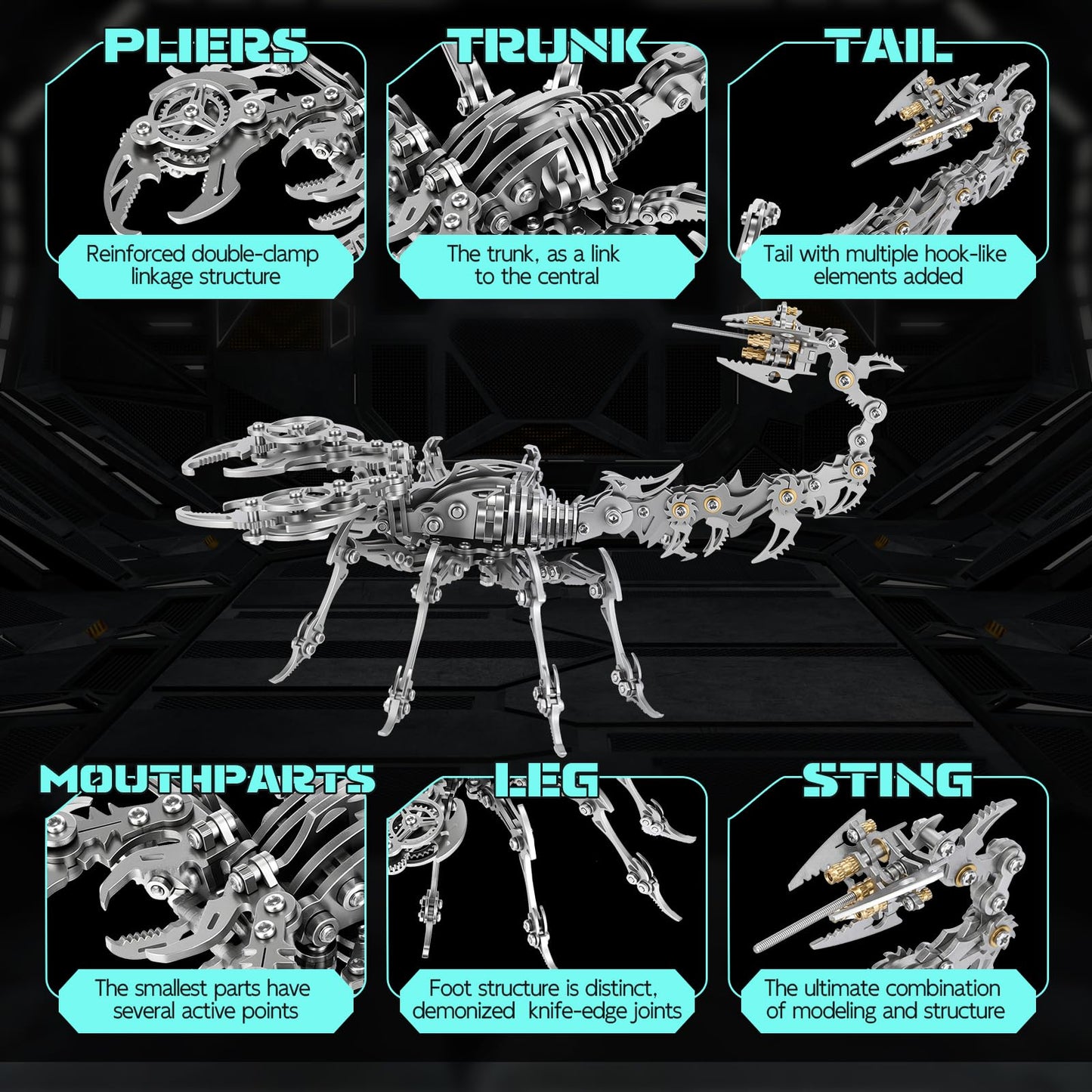 LONGPIN 3D Metal Scorpion Puzzle - Laser-Cut DIY Challenge, Lifelike Collectible Decor for Adults & Teens, for Puzzle Enthusiasts & Nature
