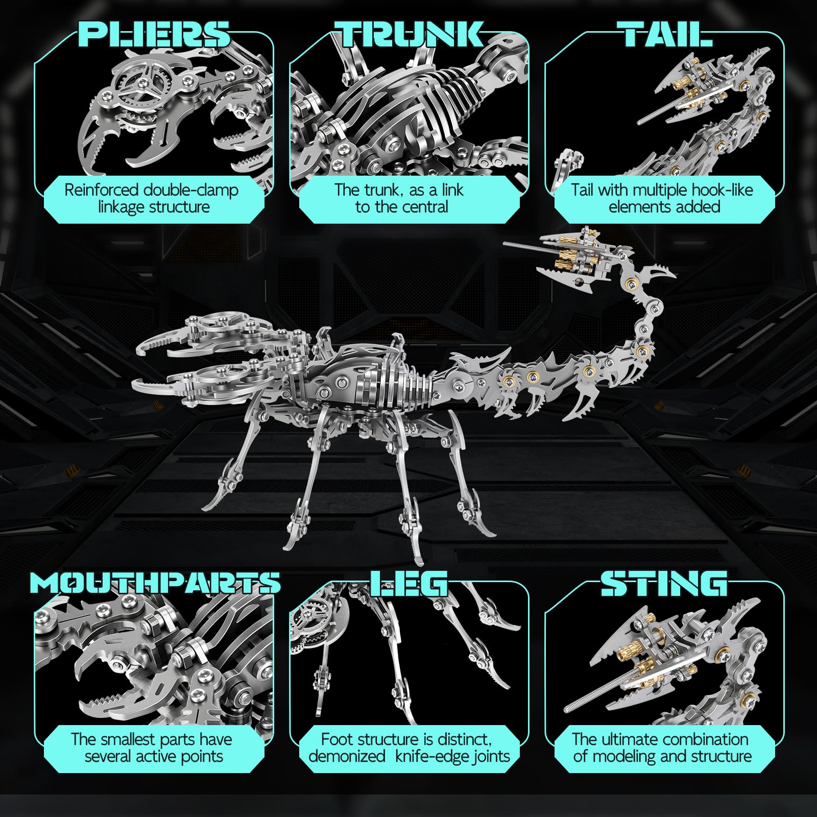 LONGPIN 3D Metal Scorpion Puzzle - Laser-Cut DIY Challenge, Lifelike Collectible Decor for Adults & Teens, for Puzzle Enthusiasts & Nature