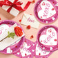 96Pcs Valentine's Day Paltes and Napkins Pink XOXO Plates and Napkins for Romantic Valentine's Day Party Decorations, Serves 24