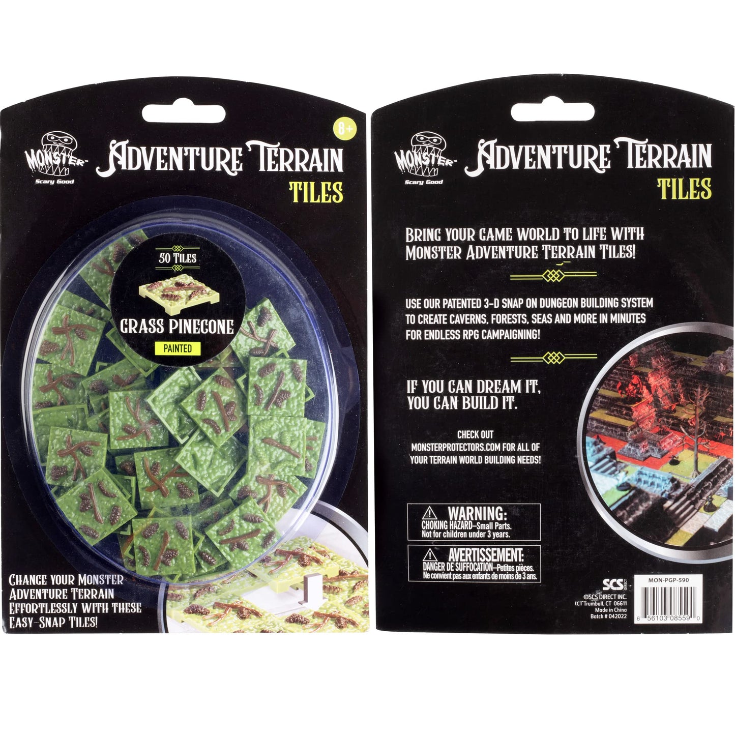 Monster Adventure Terrain 50pc Grass Pinecone Tile Pack - Hand-Painted 1" x1" Tile Set- Creates Amazing Tabletop Terrain in Minutes- Customize Your