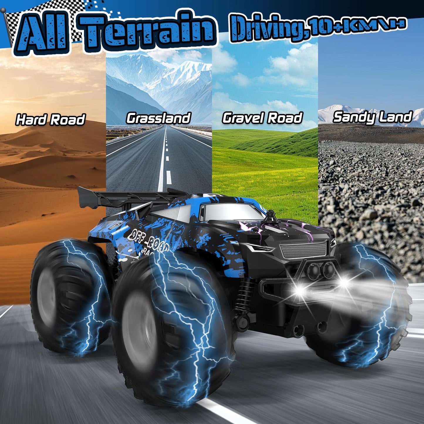 Hielse All-Terrain Remote Control Car for Boys Christmas Kids Rechargeable