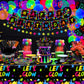 XJLANTTE 225 Pieces Glow Neon Party Supplies - Balloon, in the Dark Birthday Banner, Garlands, Cake Topper, Tablecloth, Plates, Napkins and Cup