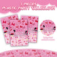 UKKJOM 3 Pack Pink Mouse Birthday Decorations, Pink Mouse Party Decorations Tablecloth for Kid,Boys and Girls Happy Birthday Decor Table Cover