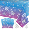 3 Pcs Winter Snowflake Tablecloth - Frozen Wonderland Plastic Table Cloth Disposable Rectangular Snowflakes Table Cover for Frozen Birthday Party