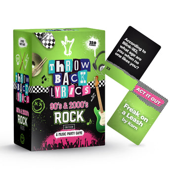 Throwback Lyrics - 90s & 2000s Rock Music Trivia & Finish the Lyrics Card Game | Charades + Steal Cards | Adult Party Game for Game Night, Girls