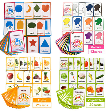 Zwttey Colors/Shapes/Fruits/Vegetable English Flash Cards Pocket Card Learning Baby Toys for Children Pre-Kindergarten Kids Gifts
