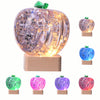 3D Crystal Puzzle, Night Light with Base, DIY Crafts for Age 14+, Birthday Gifts for Adults, Plastic Apple DIY Puzzle Blocks 3D Model Toy(White)