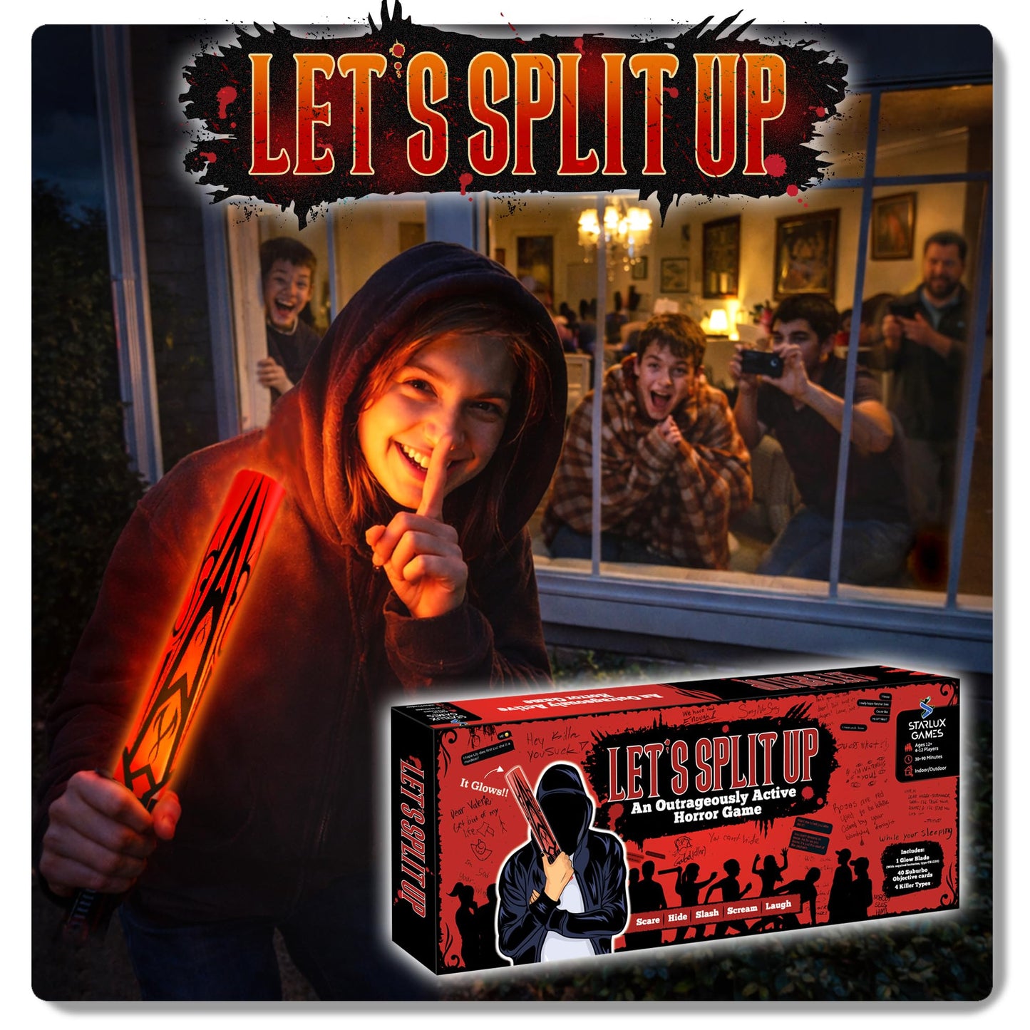 Let's Split Up - an Outrageous Horror Spoof Game | Ages 12+, 4-12 Players | Halloween Games for Teens | Horror Board Games Alternative | Outdoor Games