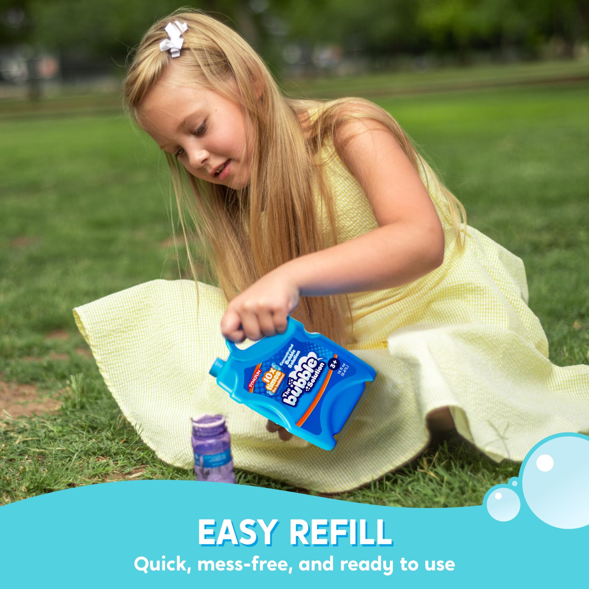SYNCFUN 16 oz Bubble Solution Refills(Up to 1.25 Gallons), Concentrated Solution for Bubble Machine, Wands, Blower, Easter, Outdoors Activity