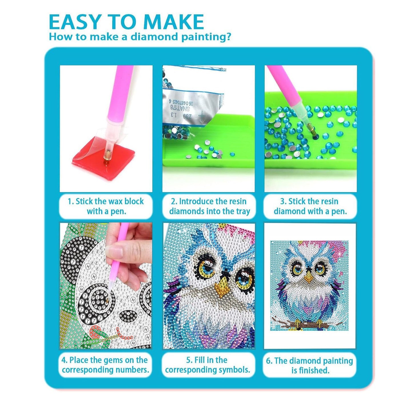 FJEOLEN 5D Diamond Painting Kit for Beginners with Wooden Frame, Cute Cat Diamond Painting Kits, Small Diamond Art Kits for Home Desk, Cabinet