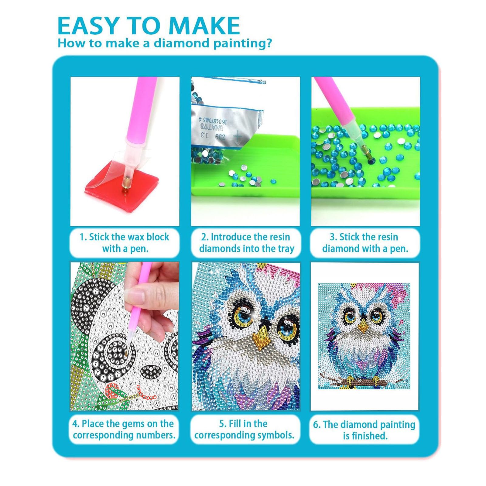 FJEOLEN 5D Diamond Painting Kit for Beginners with Wooden Frame, Cute Cat Diamond Painting Kits, Small Diamond Art Kits for Home Desk, Cabinet