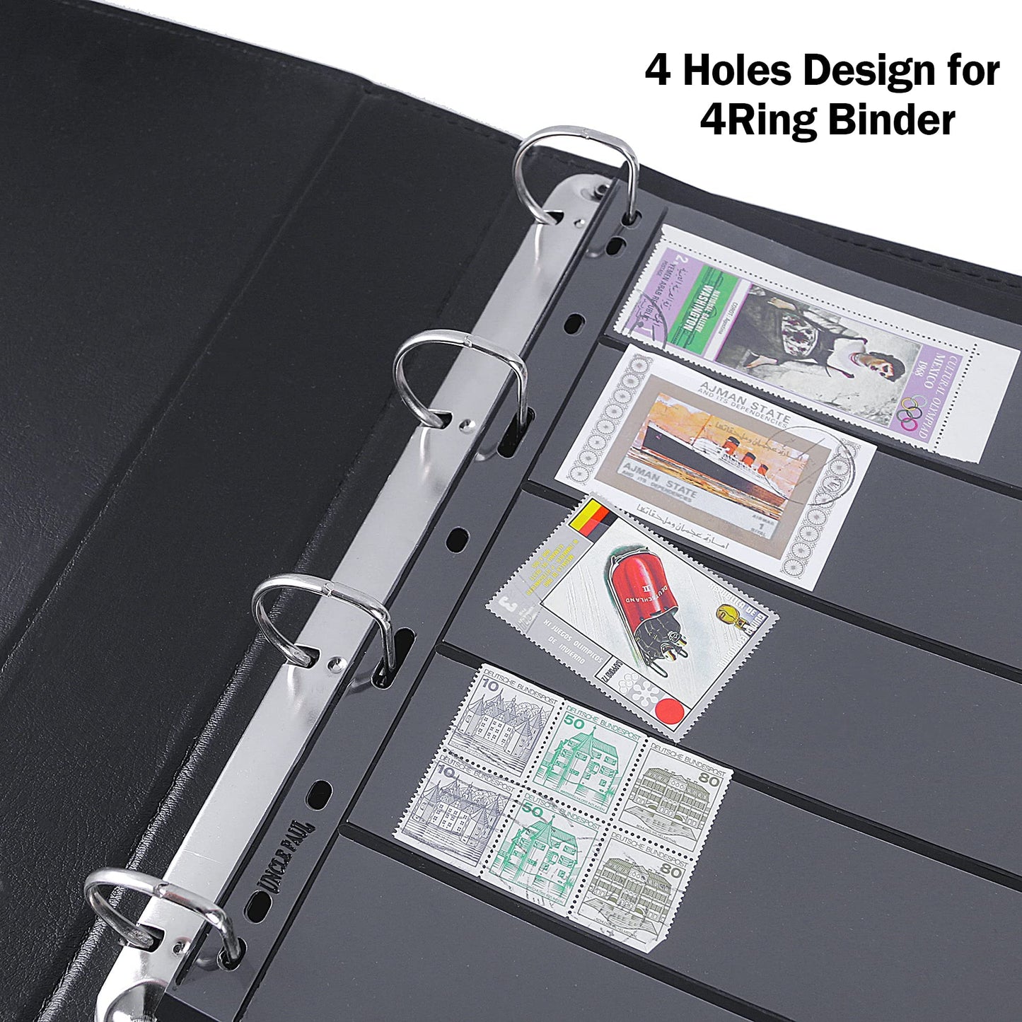 Stamp Collection Inserts - Collector Stamp Album 12 Sheets with 4 mixed sizes for Stamp Collection Binder Kit IS01MX112