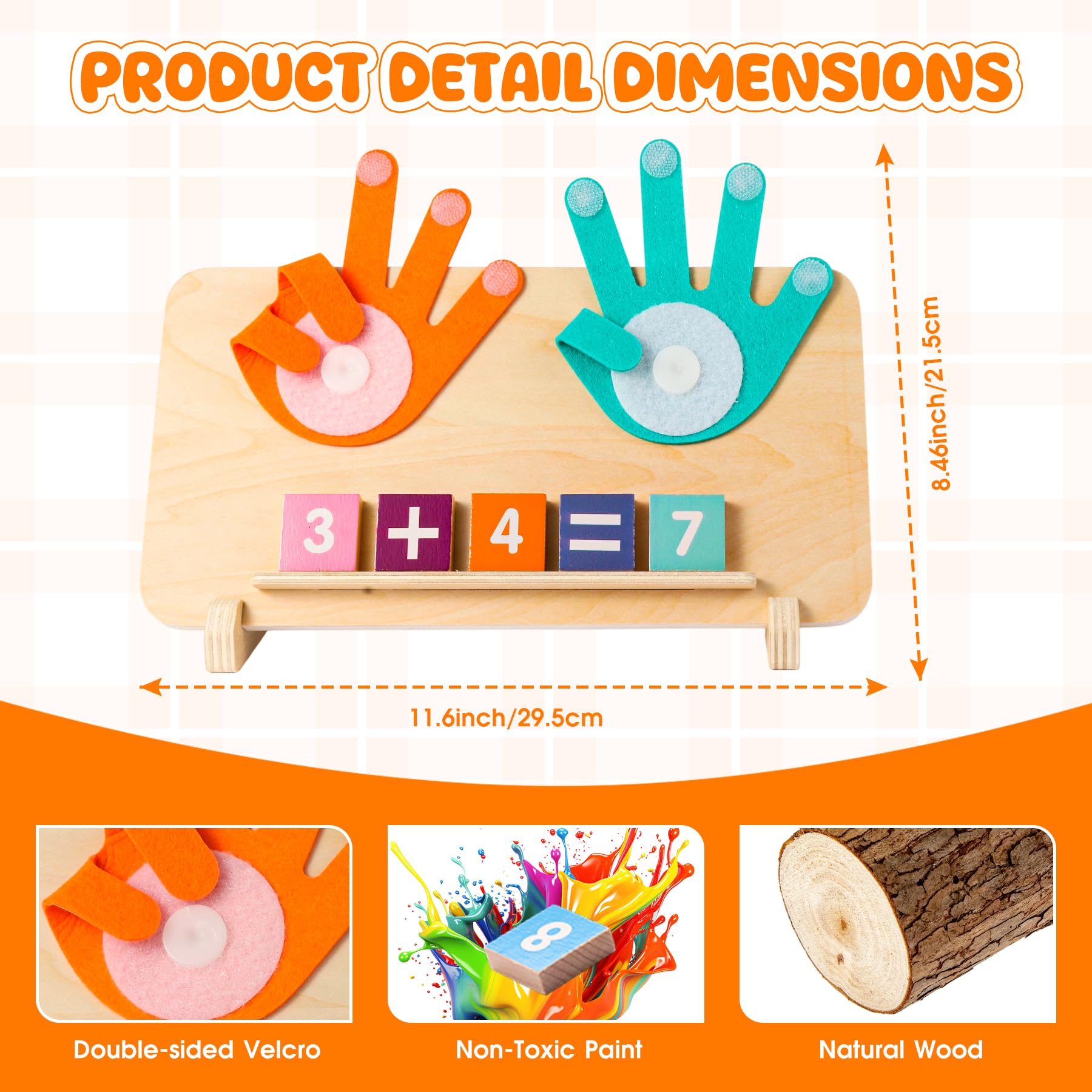 VIC-SUN Preschool Learning Toys for Toddlers, Colorful Wooden Numbers Blocks, Finger Counting Montessori Toys for 3 4 5 Year Old
