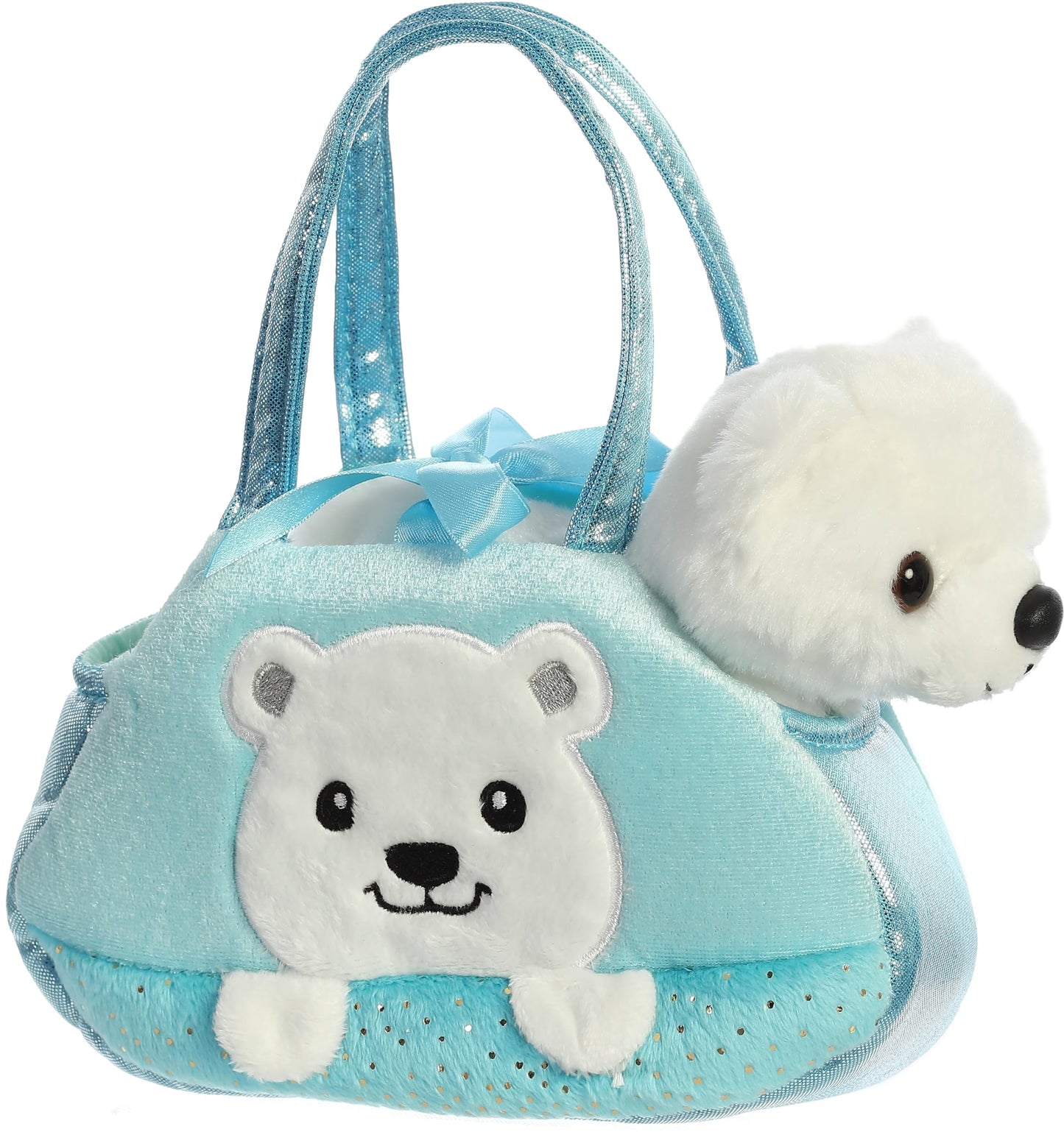 Aurora® Fashionable Fancy Pals™ Peek-A-Boo™ Polar Bear Stuffed Animal - Plush with Stylish Purse for Dress Up Fun - Perfect for Kids 3+ Years