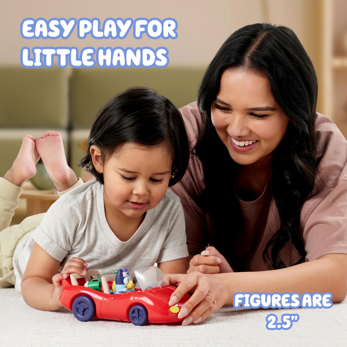 Bluey Escape Convertible Toy Car, 4 Figures & 9 Accessories