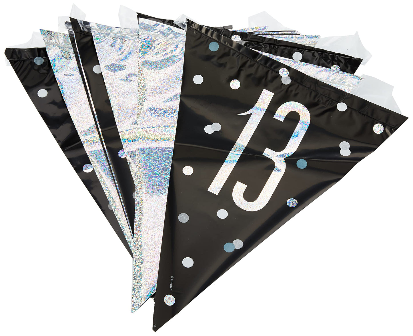 Unique Party 83794 Blue Prismatic 13th Birthday Hanging Decorations,32" 6 Pcs, Age 13