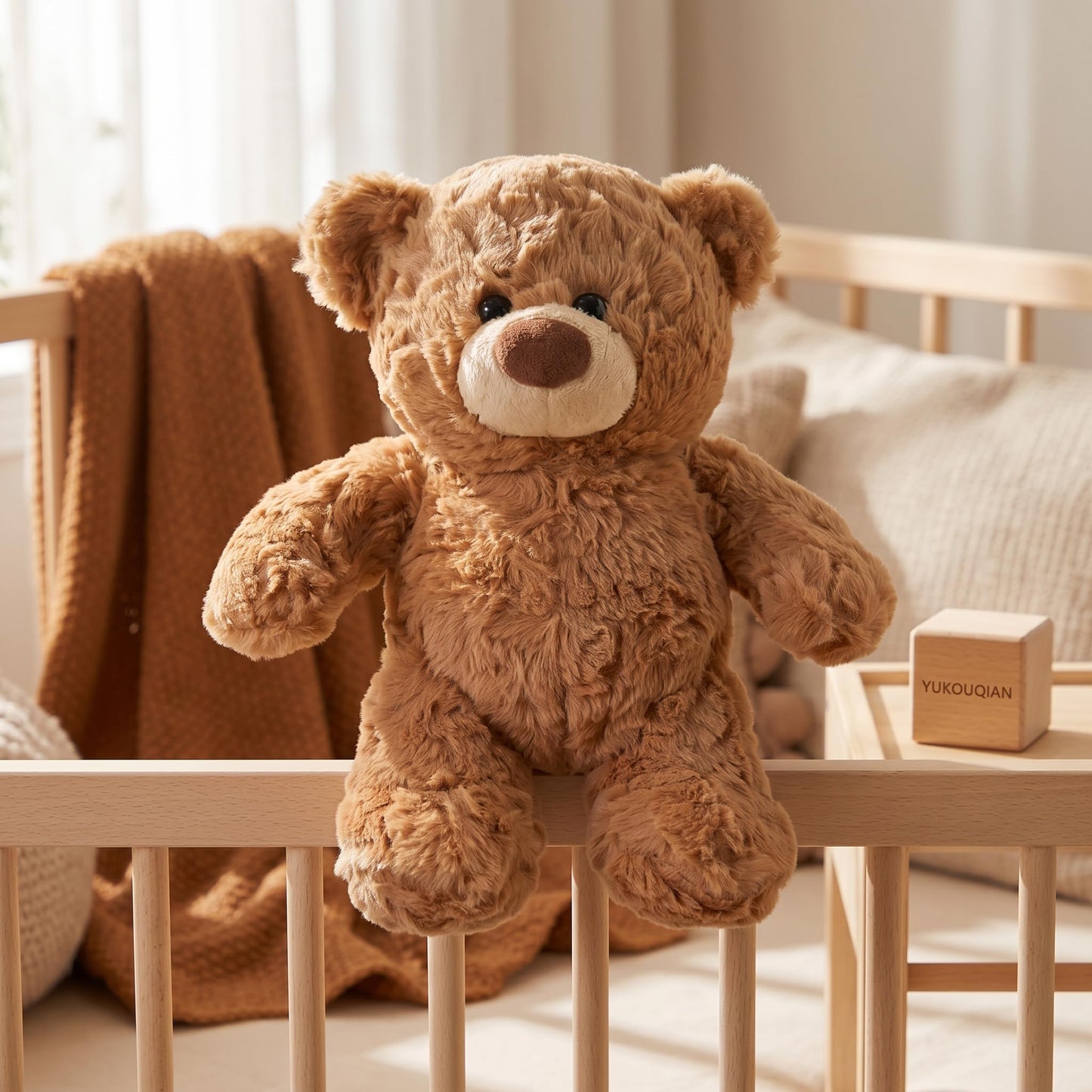 YUKOUQIAN Bear Stuffed Animal Cute Plush Doll Toy 11 inch for Girls Boys Christmas (luo Bear Brown)