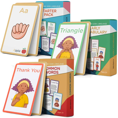 Hubble Bubble Kids American Sign Language Cards for Toddlers and Beginners - 180 ASL Flash Cards for Babies, Toddlers, Kids, ABC Flash Card for Deaf