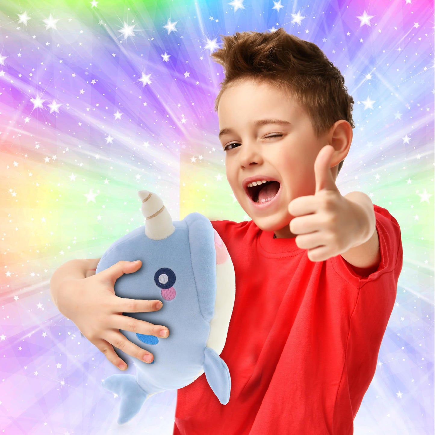 DolliBu Blue Narwhal Baby Soft Plush Toy, Newborn Babies First Stuffed Animal Cuddle & Snuggle Toys, Toddler's Huggable Best Buddy, Fluffy Teddy Bear