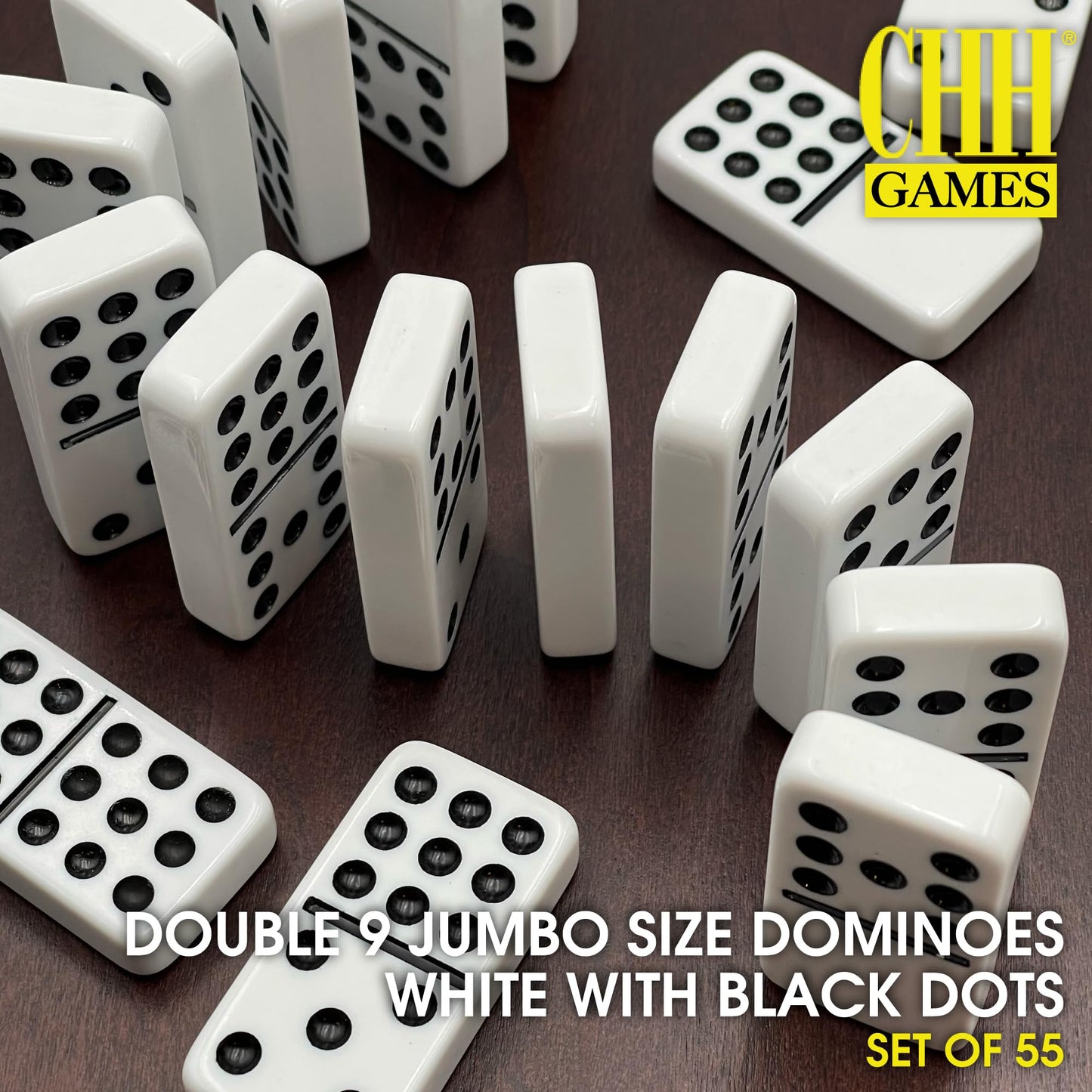 CHH Double Nine Domino Set with 55 Tiles, White