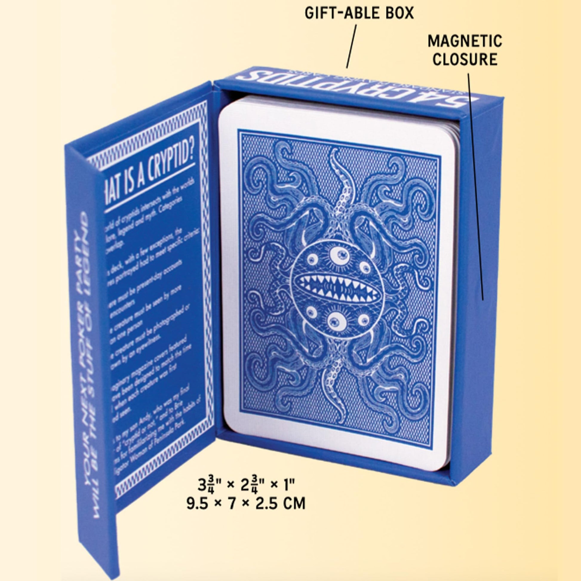 The Unemployed Philosophers Guild Todd Alcott's Cryptid Playing Cards Box Set - 54 Original Illustrations, Standard Deck, 52 Suited Cards and 2 Jokers