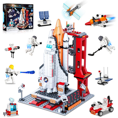 Space Exploration Shuttle Toys for 6 7 8 9 10 11 12 Year Old Kids, Girls, Boys, 12-in-1 STEM Projects Rocket Building Toy Kit with 3 Astronauts