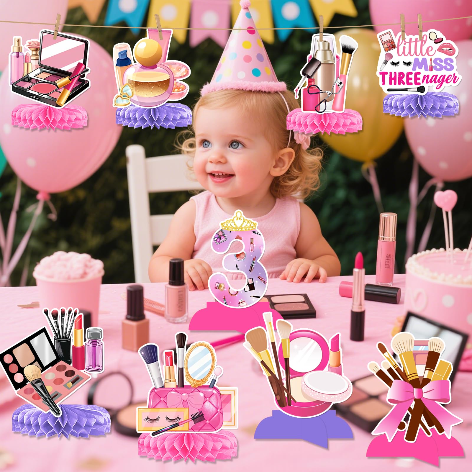 Little Miss Threenager Birthday Decorations: 9Pcs Little Miss Threenager Centerpieces Threenager Birthday Decorations Girl
