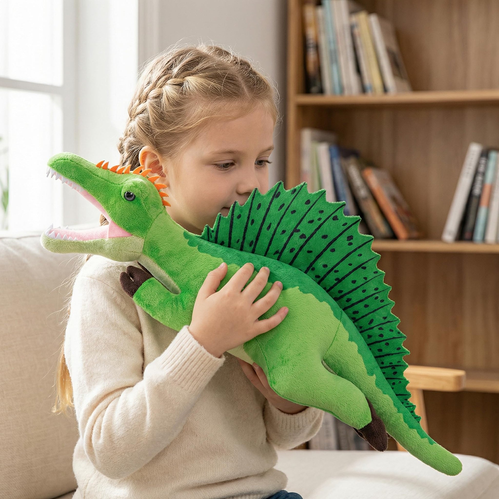 ZHONGXIN MADE Simulation Spinosaurus Dinosaur Stuffed Plush Toy - 18" Soft Lifelike Sail-Backed Dinosaur Model Toy, Real Life Dinosaur Stuffed Animal