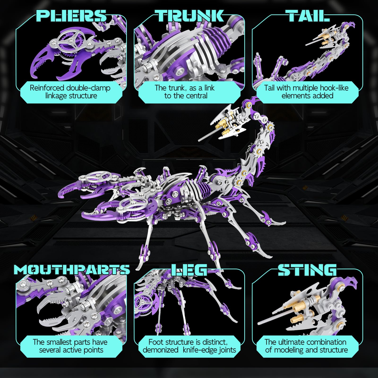 LONGPIN 3D Metal Scorpion Puzzle - Laser-Cut DIY Challenge, Lifelike Collectible Decor for Adults & Teens, for Puzzle Enthusiasts & Nature