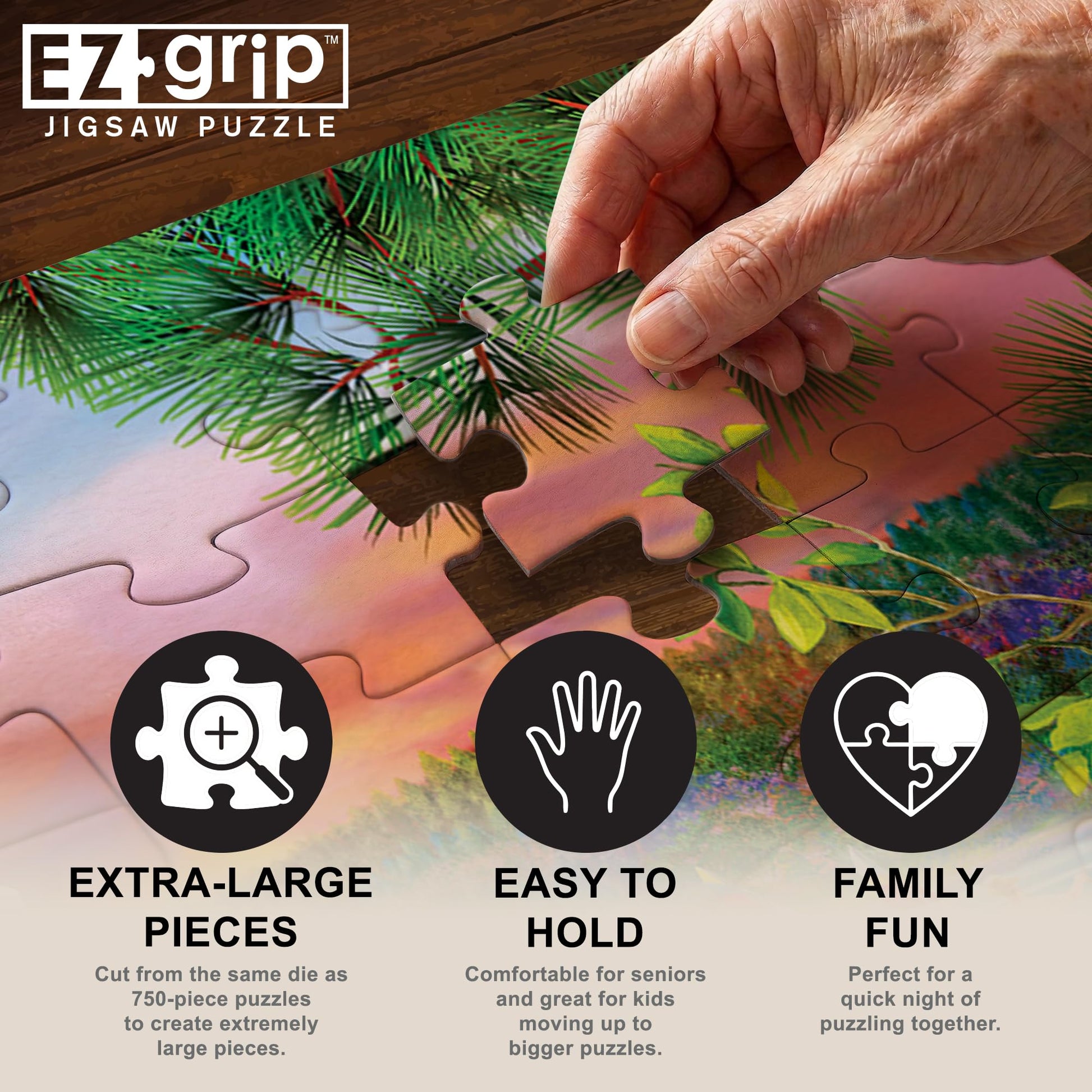 MasterPieces - 300 Piece Jigsaw Puzzle, Large EZ Grip Shapes, Waterslide Wanderlust, Fun for Adults, Seniors, Family, Kids, Non-Glare Finish, 18"x24"