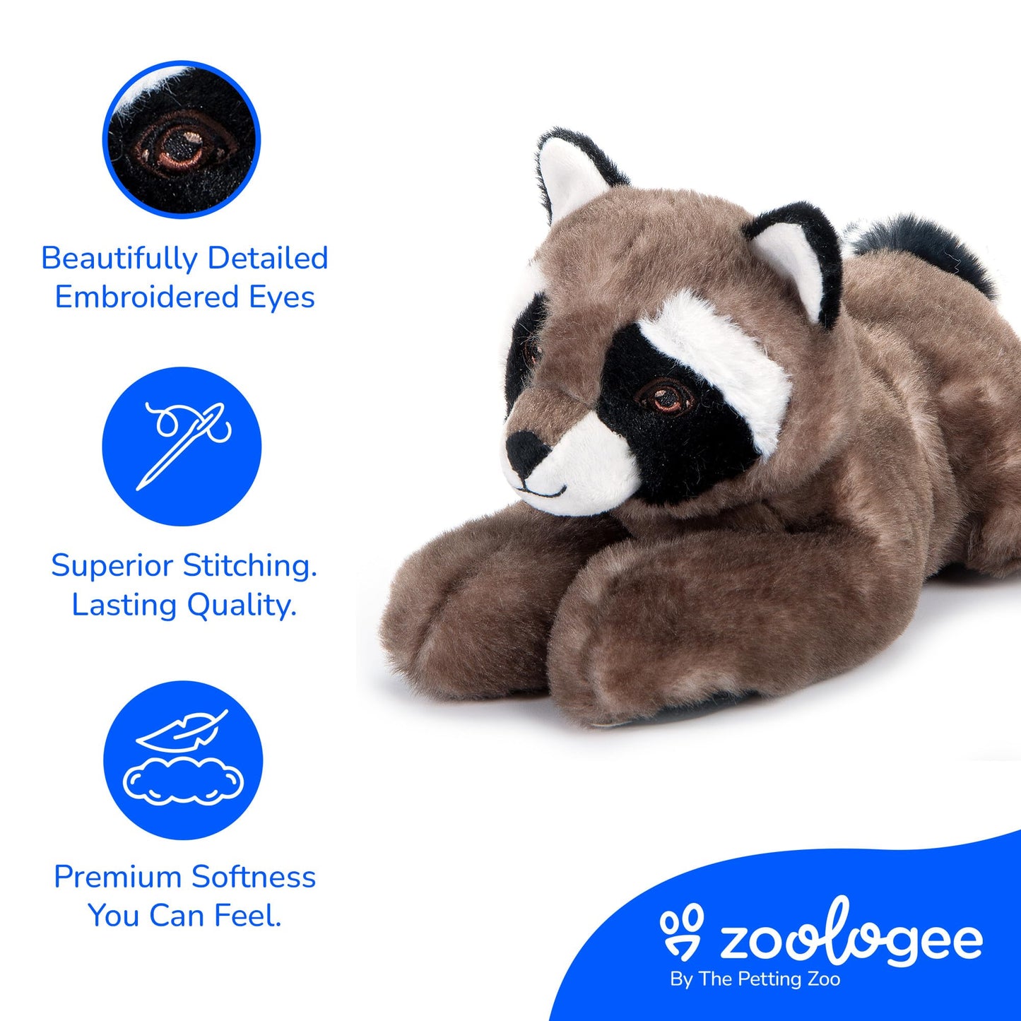 The Petting Zoo Raccoon Stuffed Animal Plushie, Gifts for Kids, Earth Keeperz Wildlife Animals, Zoologee Raccoon Plush Toy, 10 inches