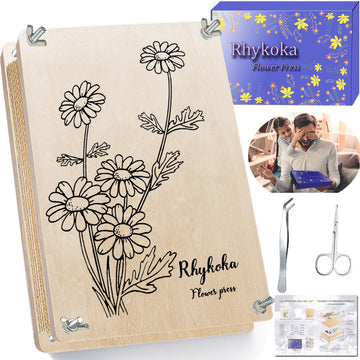 Rhykoka Large Flower Press Kit for Adults, 10 Layers 11.8 x 8.3 Inches DIY Wood Leaf Plant Press Kit, Great Gift for DIY Arts and Crafts Lovers (Light
