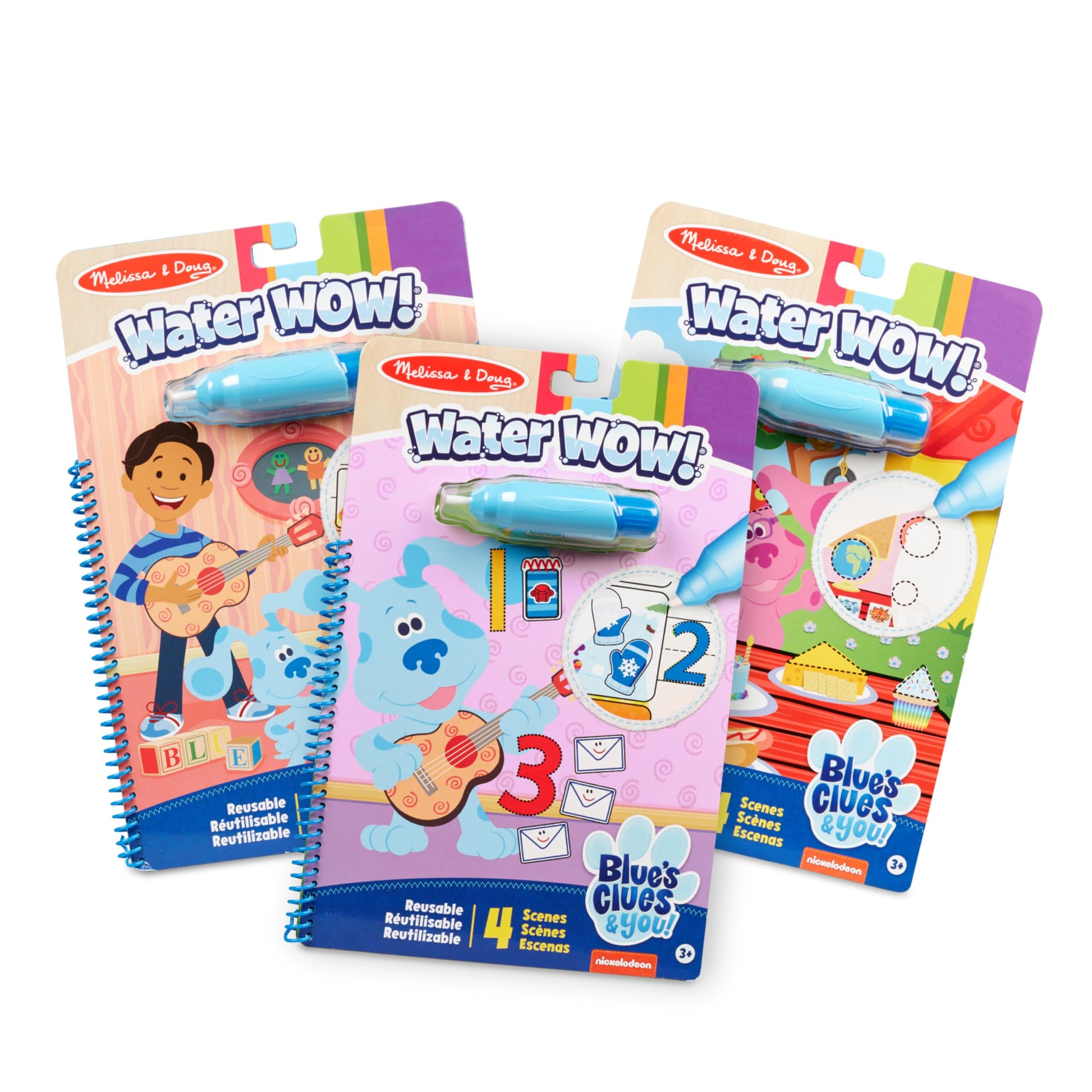 Melissa & Doug Blue’s Clues & You! Water Wow! 3-Pack - Alphabet, Counting, Shapes Water Reveal Travel Activity Pads
