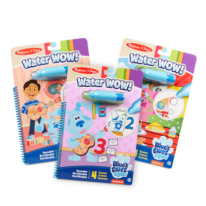 Melissa & Doug Blue’s Clues & You! Water Wow! 3-Pack - Alphabet, Counting, Shapes Water Reveal Travel Activity Pads